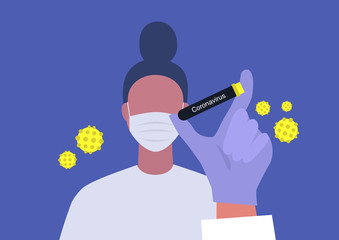 Coronavirus, female doctor holding a test tube, Medical care, health, virus outbreak