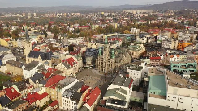 Aerial view of Liberec cityscape with buildings and streets, Czech Republic