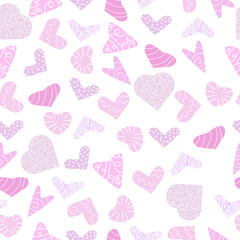Seamless pattern with hearts. Freehand drawing.  vector illustration background for different images, etc.