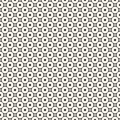 Vector seamless pattern with small circles. Simple modern geometric abstract background. Funky monochrome texture. Subtle circular lattice. Design element for prints, decoration, fabric, covers, web