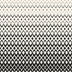 Fototapeta premium Vector halftone geometric pattern with carved diamond shapes, rhombuses.Fashionable print texture. Stylish monochrome abstract background with gradient transition effect. Horizontally seamless design