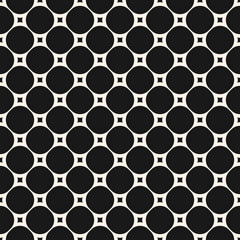 Vector seamless pattern with circles and squares. Modern black & white geometric background. Simple abstract monochrome texture. Repeat design for prints, decoration, textile, fabric, cloth, digital