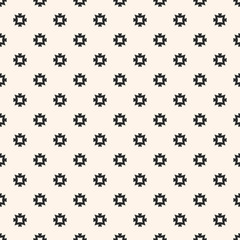 Fototapeta na wymiar Vector ornamental seamless pattern with simple carved geometric figures, small square cross shapes. Abstract monochrome background texture, repeat tiles. Versatile design for decor, prints, fabric