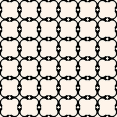 Vector ornament seamless pattern in Arabian style. Texture of mesh, net, ornamental grid, lattice. Black and white abstract background. Subtle monochrome design for decoration, fabric, textile, carpet