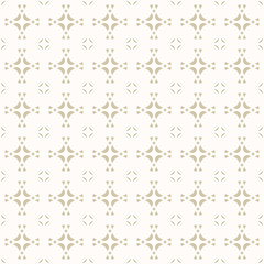 Vector geometric ornament background. Beige and white abstract seamless pattern in traditional Asian style. Golden texture with grid, crosses, tiny shapes, repeat tiles. Subtle decorative design