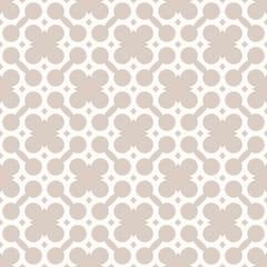 Vector abstract seamless pattern in Arabian style. Beige and white ornamental background with curved lines, floral shapes, carved lattice. Luxury damask ornament texture. Repeat decorative design