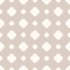 Vector minimalist seamless pattern with simple geometric figures, circles, crosses, floral shapes. Abstract texture in beige pastel colors. Elegant vintage background. Repeat design for decor, fabric