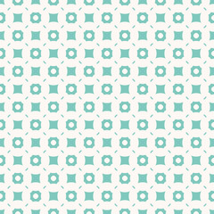 Vector geometric texture. Abstract seamless pattern with small shapes, curved squares, perforated octagons, lines. Vintage ornament in turquoise and beige colors. Simple decorative design element