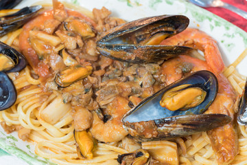 Spaghetti with seafood