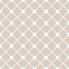 Retro vintage vector background texture. Geometric seamless pattern with delicate grid, mesh, lattice, rounded shapes. Simple abstract beige ornament. Minimalist repeat design for decor, wallpapers