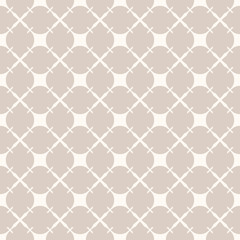 Fototapeta premium Retro vintage vector background texture. Geometric seamless pattern with delicate grid, mesh, lattice, rounded shapes. Simple abstract beige ornament. Minimalist repeat design for decor, wallpapers