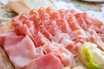 Mortadella salami with bacon and cheese