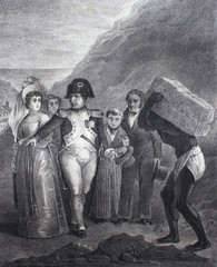 Napoleon, people and porter in the old book Napoleon, by A. Lacrosse, Bruxelles, 1838