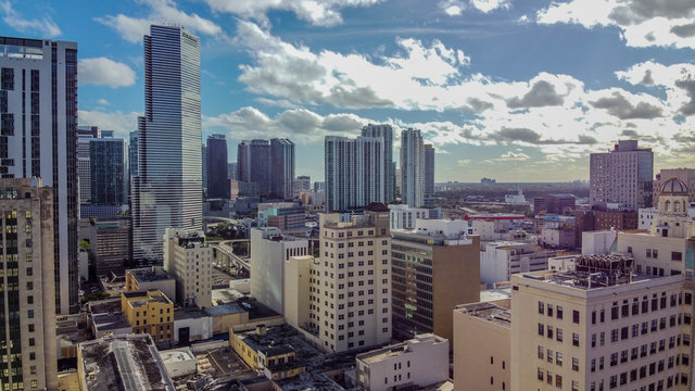 Aerial Photos of the Skyline in Downtown Miami