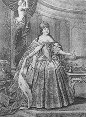 Portrait of the Russian empress Anna Ioannovna in the old book The Engraved Portraits, vol. 1 by D. Rovinskiy, 1886, S.-Petersburg
