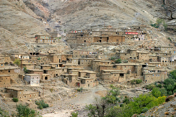 Village with adobe houses in Morrocco