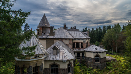 Fototapeta na wymiar The magnificent and abandoned mansion of the merchant Eliseev, looks like a princess castle.
