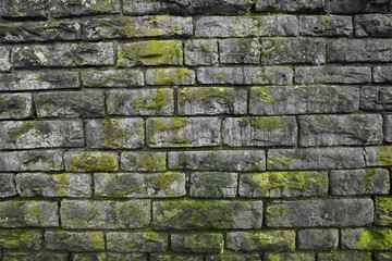 Natursteinmauer mit Moos