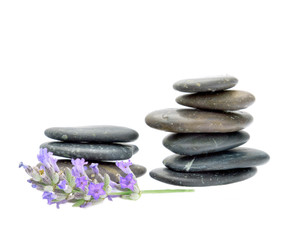 stones with flower isolated on white background