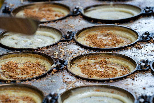 Apam balik is a Southeast Asian fluffy pancake with cream corn and peanuts. This soft pancake which is usually made to order on street market in Kota Kinabalu, Malaysia