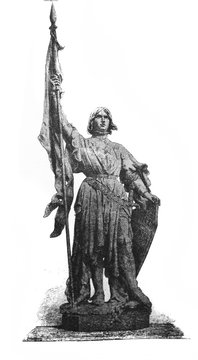 Monument of Joan of Arc France's deliverer in the old book Catalogues Illustre, by L. Baschet, 1887, Paris