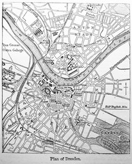 Plan of Dresden in the old book The Encyclopaedia Britannica, vol. 7, by C. Blake, 1877, Edinburgh