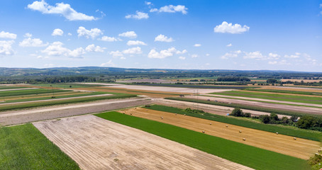 landscape with green field and blue sky