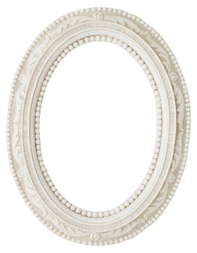 Vintage Classical Oval White Beautiful Frame Isolated On White