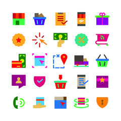 vector icon image of online shopping, flat color style version