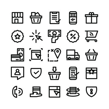 vector icon image of online shopping, outline style version