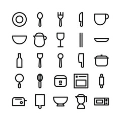 kitchen icon pack, outline style version