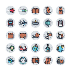 Isolated delivery fill block style icon set vector design
