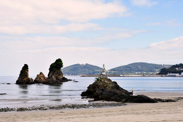 Os Castelos rocks on the beach of Seiramar, between Covas a Sacido, in Viveiro, Lugo, Galicia....