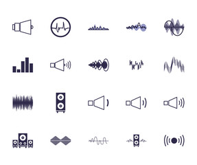 Isolated waves and music fill style icon vector design