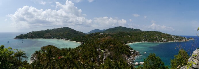 Panoramic view of the Chalok Baan Kao and Thian Og bays from John Suwan viewpoint in the south of Kho Tao Island (Gulf of Thailand)