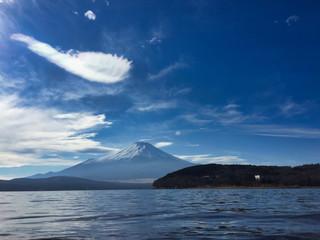富士山, 筋斗雲, フジ, 雲, 雪, 風景, 山中湖