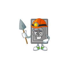 Fototapeta premium Cool clever Miner security box closed cartoon character design