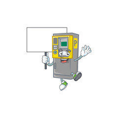 Fototapeta premium A picture of parking ticket machine cartoon character with board