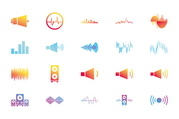 Isolated waves and music gradient style icon vector design