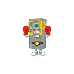 Naklejka premium A sporty Boxing parking ticket machine cartoon character design style