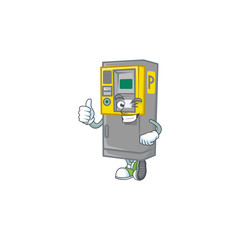 Fototapeta premium A mascot icon of parking ticket machine making Thumbs up gesture