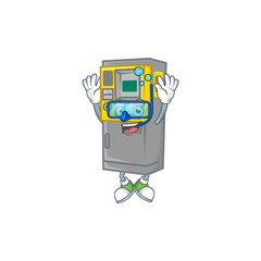 A mascot icon of parking ticket machine wearing Diving glasses