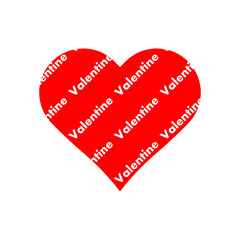 Valentine word repeat pattern in red heart symbol vector isolated on white background.