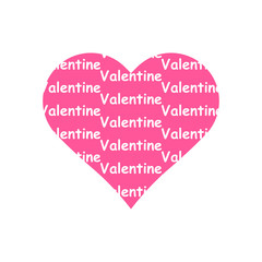Valentine word repeat pattern in pink heart symbol vector isolated on white background.