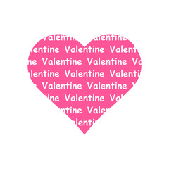 Valentine word repeat pattern in pink heart symbol vector isolated on white background.