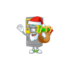 Santa parking ticket machine Cartoon design having a sack of gifts