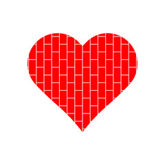 Red rectangle repeat pattern in heart symbol vector isolated on white background.