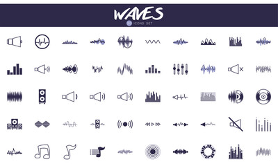 Isolated waves and music fill style icon vector design