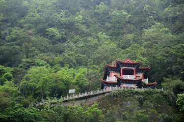 Fototapeta na wymiar Changchun Shrine (Eternal Spring Shrine), landmark and a memorial shrine complex in Taroko National Park in the town of Xiulin, provincial Hualien, Taiwan m