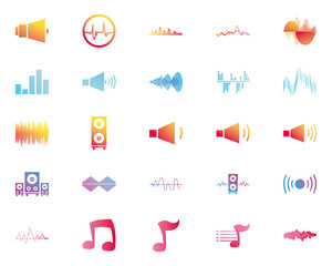 Isolated waves and music gradient style icon vector design